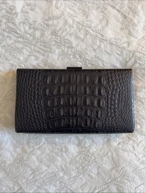 Vintage Banana Republic Black Croc-Embossed Leather Clutch